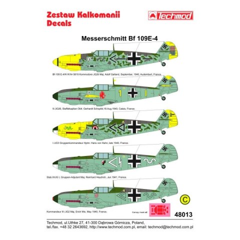 Techmod 48013 Messerschmitt Bf-109E-4