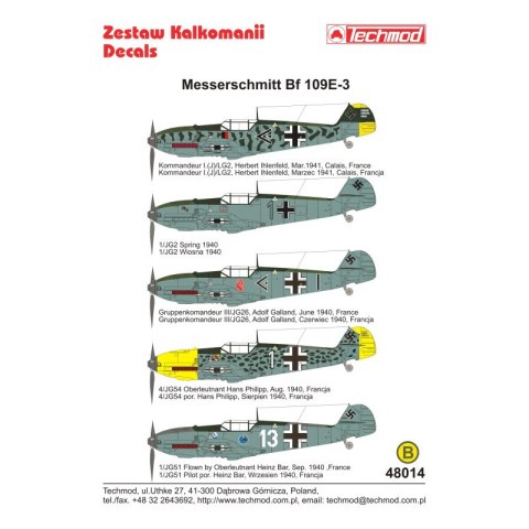 Techmod 48014 Messerschmitt Bf-109E-3