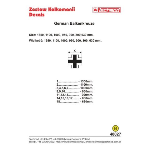 Techmod 48027 German Balkenkreuz