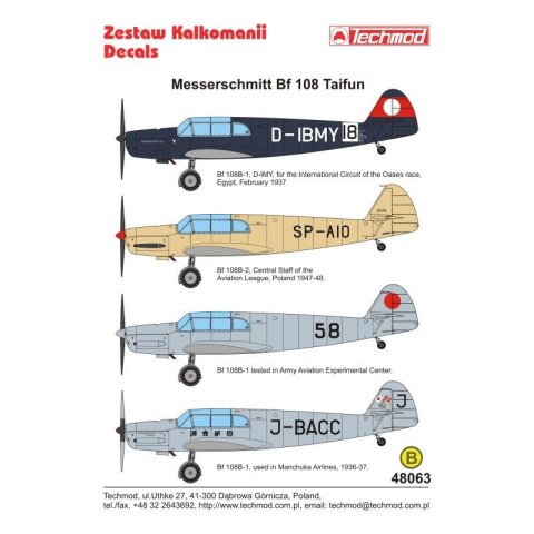 Techmod 48063 Messerschmitt Bf-108 Taifun