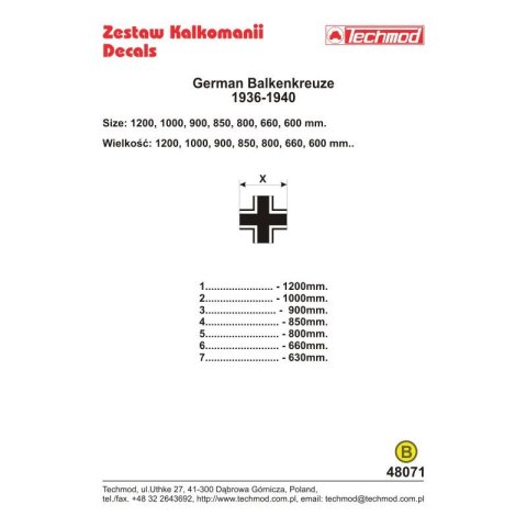 Techmod 48071 German Balkenkreuze 1936-40 Techmod 48071 German Balkenkreuze 1936-40