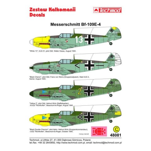 Techmod 48081 Messerschmitt Bf-109E-4 Techmod 48081 Messerschmitt Bf-109E-4