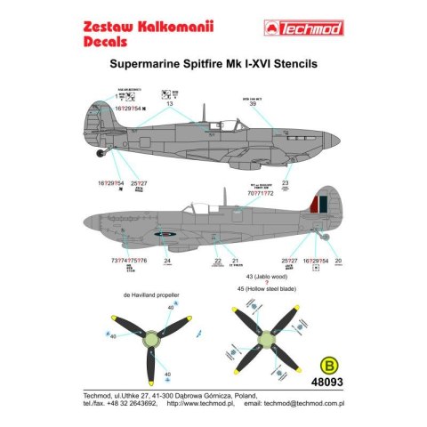 Techmod 48093 Spitfire Stencils Techmod 48093 Spitfire Stencils