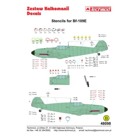 Techmod 48098 Bf-109E Stencils Techmod 48098 Bf-109E Stencils