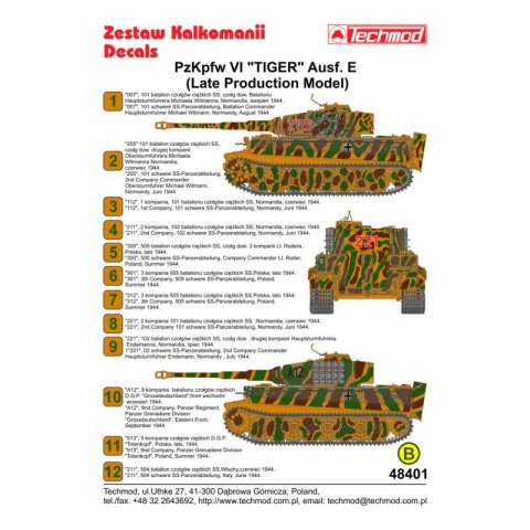 Techmod 48401 Pzkpfw VI Tiger Late Techmod 48401 Pzkpfw VI Tiger Late