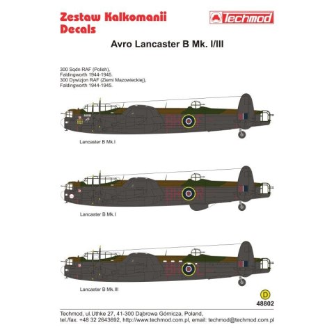 Techmod 48802 Lancaster B Mk.I/III Techmod 48802 Lancaster B Mk.I/III