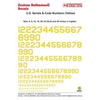Techmod 48807 U.S. Code Numbers Yellow