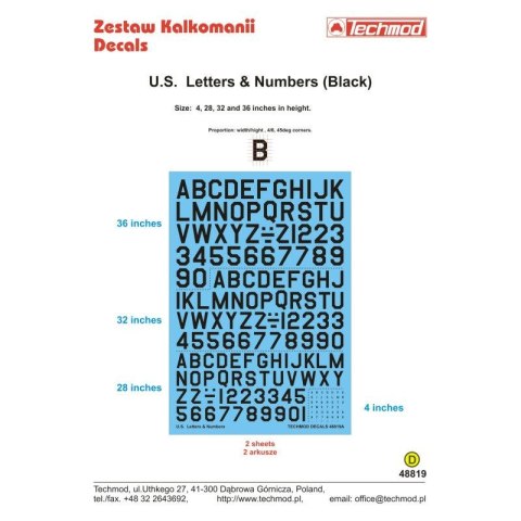 Techmod 48819 U.S. Letters & Numbers Black Techmod 48819 U.S. Letters & Numbers Black