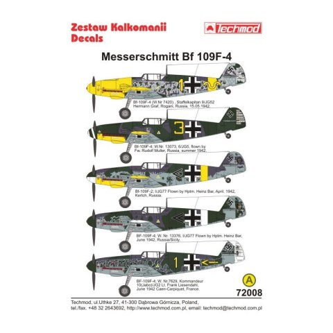 Techmod 72008 Messerschmitt Bf-109F-4