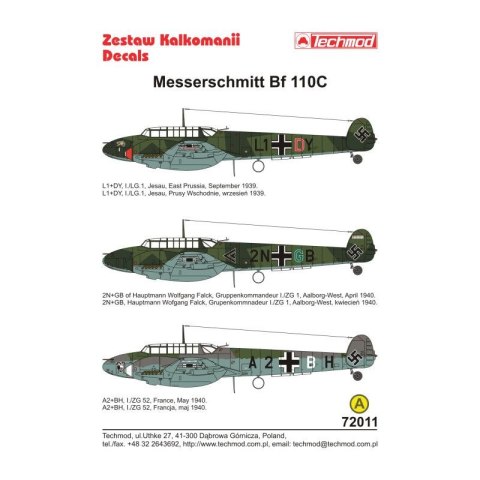 Techmod 72011 Messerschmitt Bf 110C Techmod 72011 Messerschmitt Bf 110C