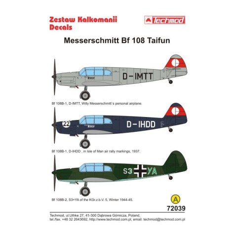 Techmod 72039 Messerschmitt Bf-108 Taifun Techmod 72039 Messerschmitt Bf-108 Taifun