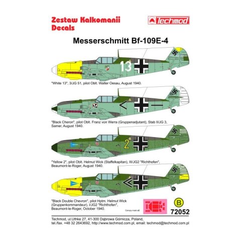Techmod 72052 Messerschmitt Bf-109E-4 Techmod 72052 Messerschmitt Bf-109E-4