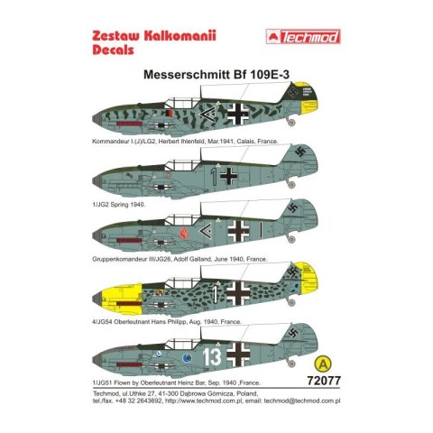 Techmod 72077 Messerschmitt Bf-109E-3