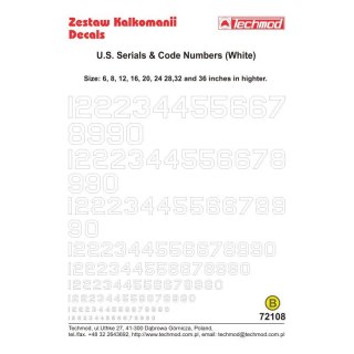Techmod 72108 U.S. Code Numbers White