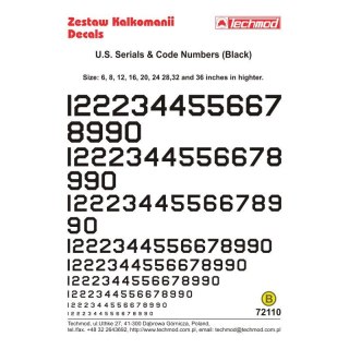 Techmod 72110 U.S. Code Numbers Black