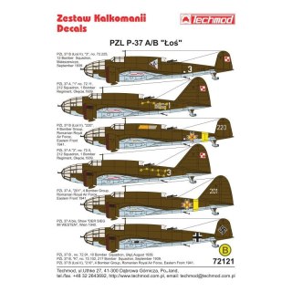 Techmod 72121 PZL P-37 A/B Łoś