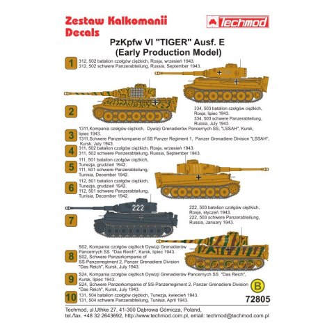 Techmod 72805 Pzkpfw VI TIGER I Early