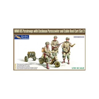 Gecko Models 35GM0042 WWII US Paratroops with Cushman Parascooter and Cable Reel Cart (Set 2)