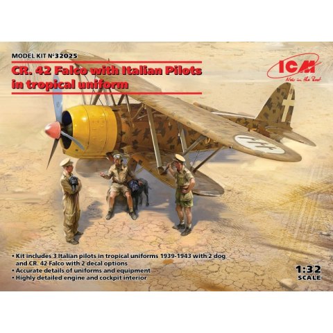 ICM 32025 CR. 42 Falco with Italian Pilots in tropical uniform