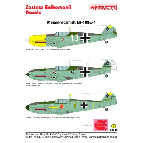 Techmod 24010 Messerschmitt Bf-109E-4