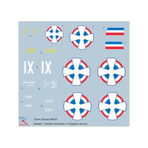 Exotic Decals 48003 Hariken - Hawker Hurricane Mk.I in Yugoslav service