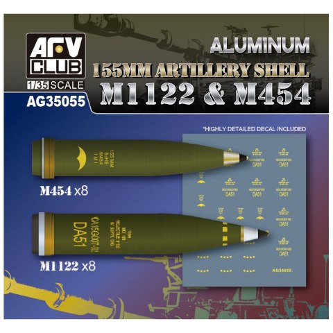 AFV Club AG35055 Aluminum 155 mm Artillery Shell M1122 & M454 AFV Club AG35055 Aluminum 155 mm Artillery Shell M1122 & M454