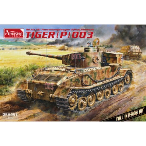 Amusing 35A051 Tiger (P) 003 Sd.Kfz. 181 Panzerkampfwagen VI(P) w/Zimmerit