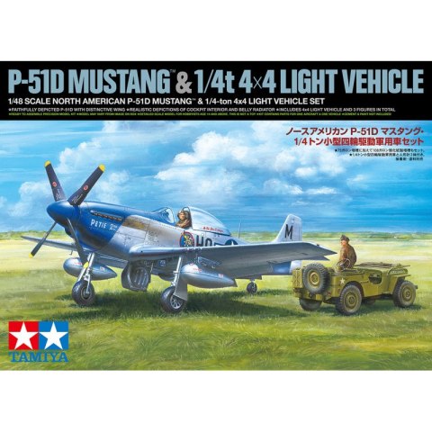 Tamiya 25205 1/48 North American P-51D Mustang & 1/4-ton 4x4 Light Vehicle Set Tamiya 25205 1/48 North American P-51D Mustang & 1/4-ton 4x4 Light Vehicle Set