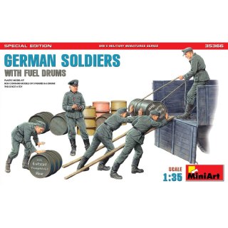 Mini Art 35366 German Soldiers with Fuel Drums (5 figs. & 6 drums)