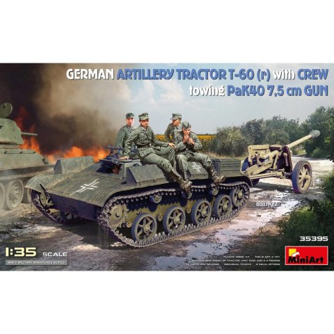 Mini Art 35395 T-60 (r) German Artillery Tractor with Crew towing PaK40 7,5 cm Gun