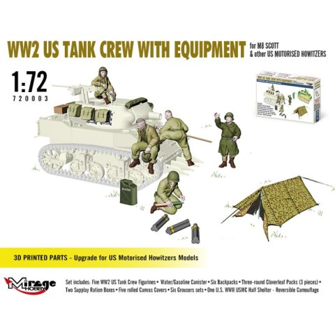 Mirage 720003 1:72 WW2 US Tank Crew with Equipment for M8 Scott & other US Motorised Howitzers Mirage 720003 1:72 WW2 US Tank Crew with Equipment for M8 Scott & other US Motorised Howitzers
