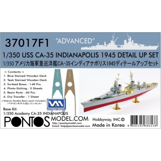 Pontos 37017F1 USS CA-35 Indianapolis 1945 Detail up set for Academy "Advanced" 1/350