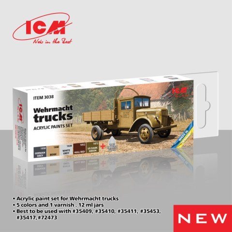 ICM 3038 Acrylic Paints Set Wehrmacht Trucks