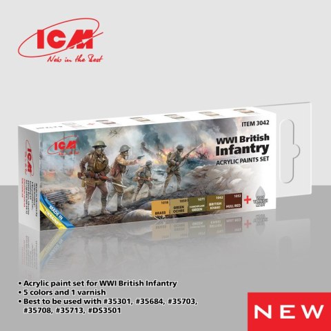 ICM 3042 Acrylic Paints Set WWI British Infantry