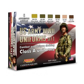 Lifecolor Sets LIFCS17 WWII US Combat and Fatigue Clothing Class A Uniforms