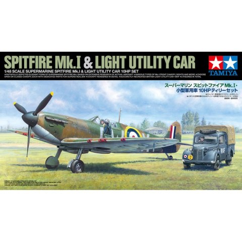 Tamiya 25211 1/48 Supermarine Spitfire Mk.I & Light Utility Car 10HP Set