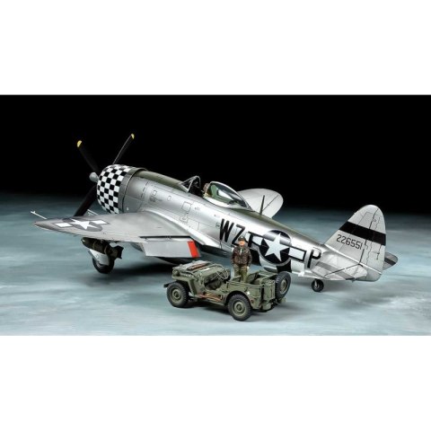 Tamiya 25214 1/48 P-47D Thunderbolt Bubbletop W/1/4-Ton 4X4 Light Vehicle