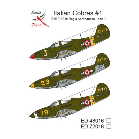 Exotic Decals 48016 Italian Cobras #1 Bell P-39 in Regia Aeronautica - Part 1