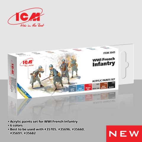 ICM 3045 Acrylic Paints Set WWI French Infantry