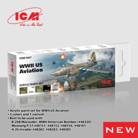 ICM 3047 Acrylic Paints Set WWII US Aviation