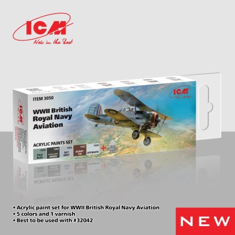 ICM 3050 Acrylic Paints Set WWII British Royal Navy Aviation ICM 3050 Acrylic Paints Set WWII British Royal Navy Aviation