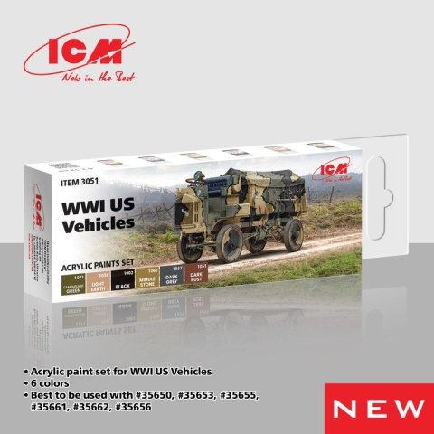 ICM 3051 Acrylic Paints Set WWI US Vehicles