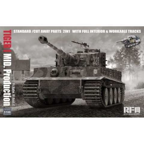 RFM-5100 1/35 Tiger I Mid Production 2 in 1 w/Cutaway Parts & Full Interior