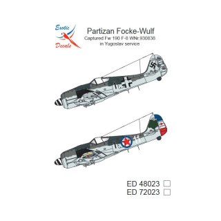 Exotic Decals 48023 Partizan Foce-Wulf Captured Fw 190 F-8 in Yugoslav Service