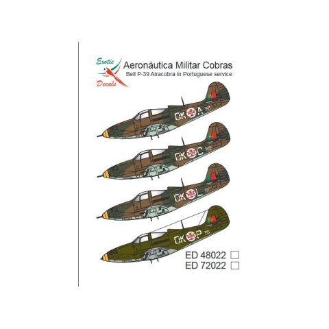 Exotic Decals 72022 Aeronautica Militar Cobras Bell P-39 Airacobra in Portugese Service