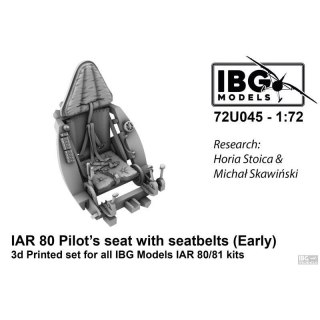 IBG 72U045 Pilot's Seat with Seatbelts for I.A.R. 80/81 (Early, Used until 1941) 3D Printed Set