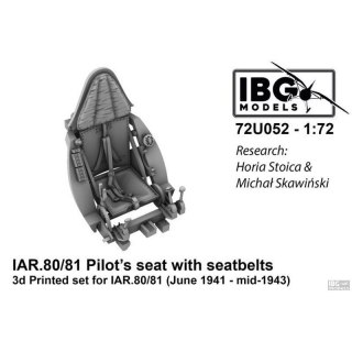 IBG 72U052 IAR.80/81 Pilot's Seat with Seatbelts 3D Printed Set