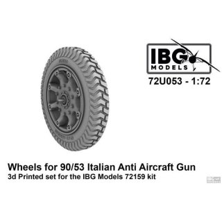 IBG 72U053 Wheels for 90/53 Italian Anti Aircraft Gun 3D Printed Set for IBG 72159