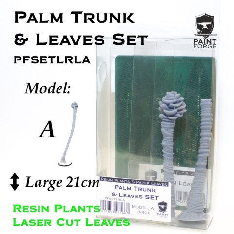 Paint Forge PFSETLRLA Laser Cut + Resin Plants Palm Set Leaves + Trunk A, size L