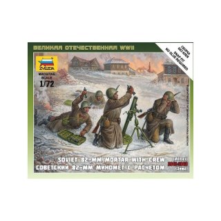 Zvezda 6208 Soviet 82-mm Mortar w/Crew (Winter Unif.) 1/72